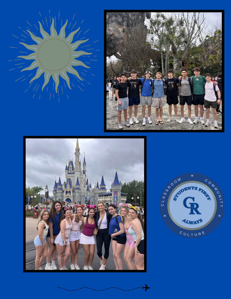 students posing together at various places in Disney 