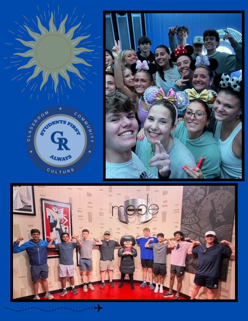 students posing together at various places in Disney