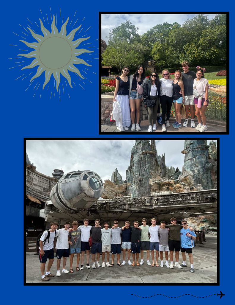 students posing together at various places in Disney
