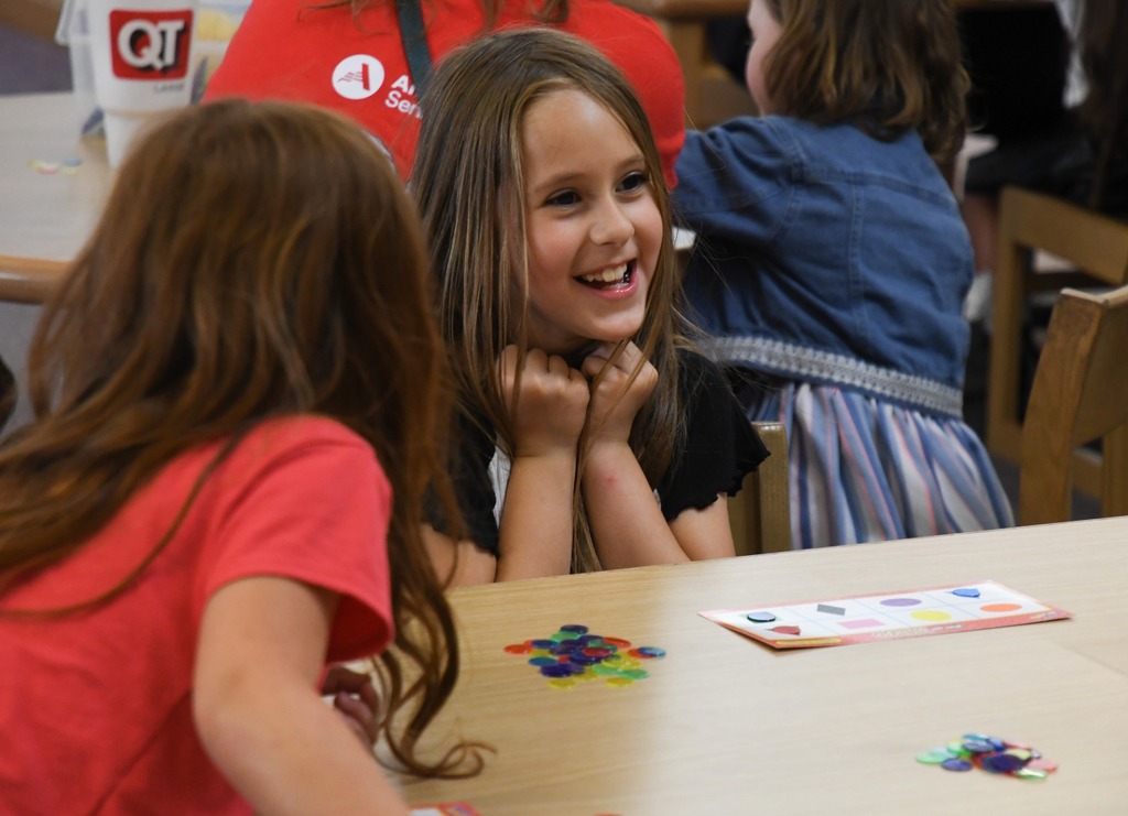 student happy during bingo night