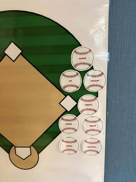 Paper baseballs on a paperfield.