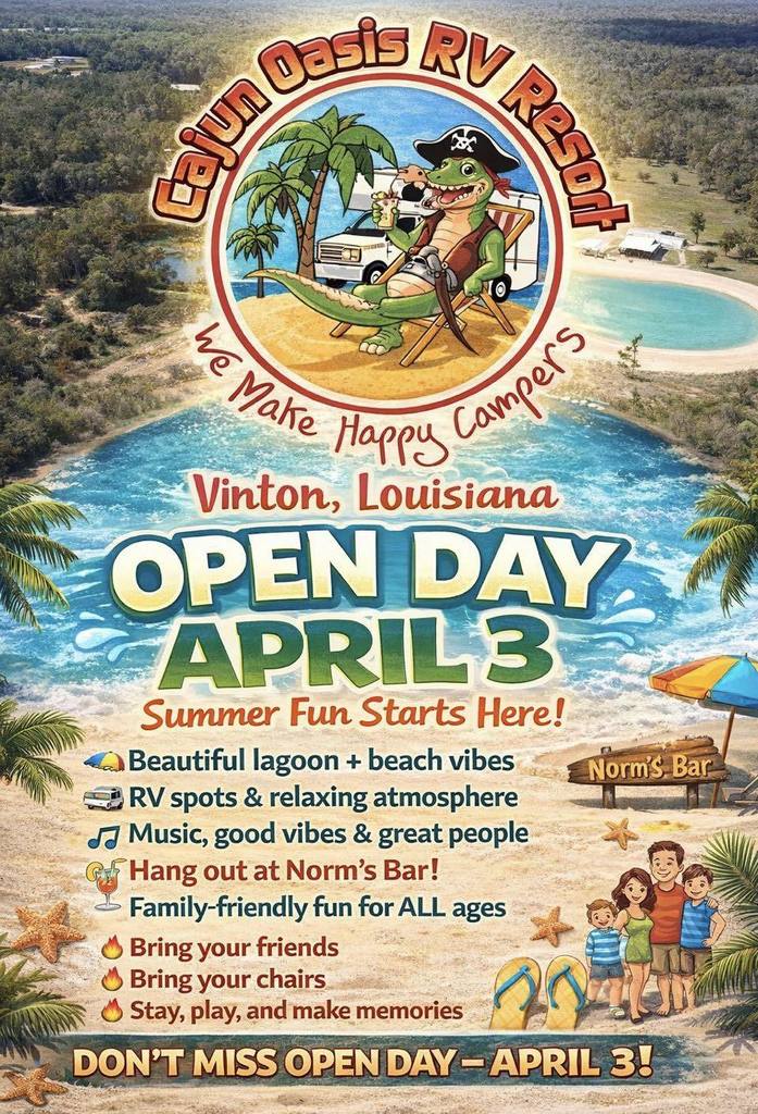 Cajun Oasis RV Resort: Open Day April 3