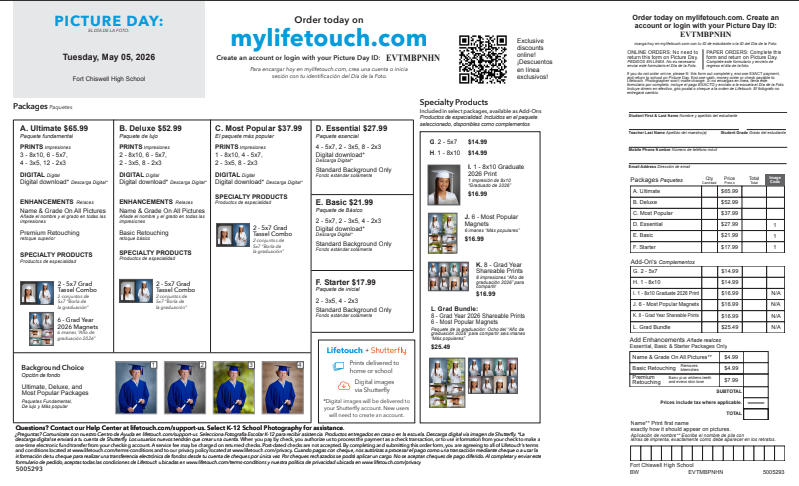 example of picture order form