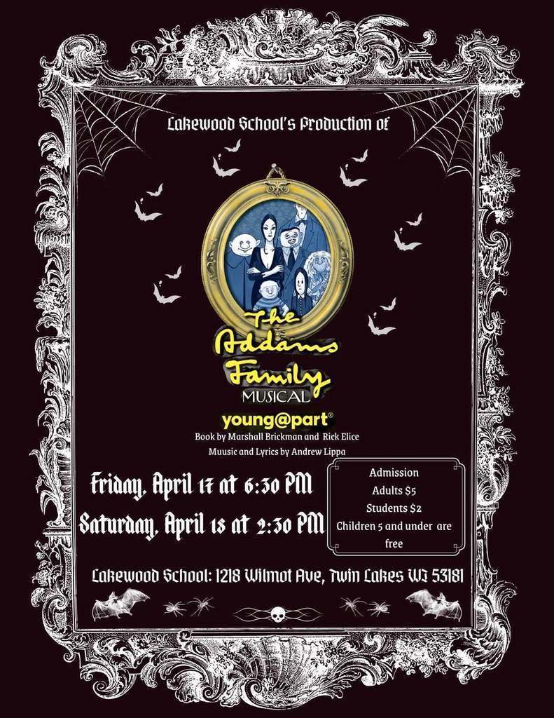 Lakewood School presents the Addams Family graphic