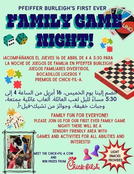 Family Game Night Flyer in a different language. 