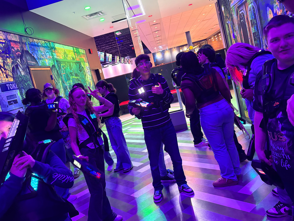 WOSHS student council members waiting for laser tag