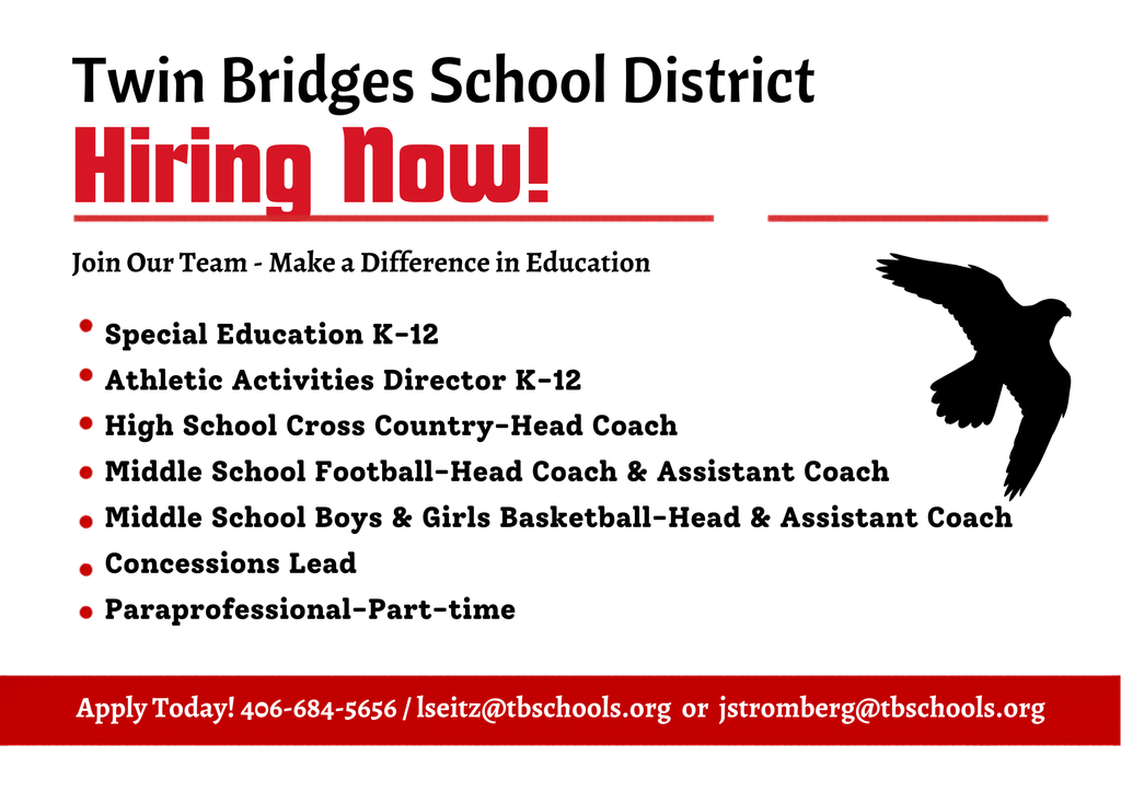 Open positions at Twin Bridges School District as of 4/15/26