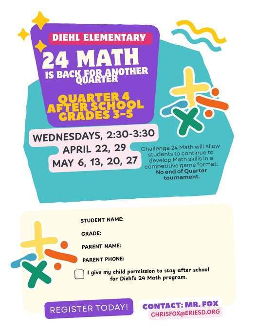 Diehl Elementary 24 Math Flyer. 