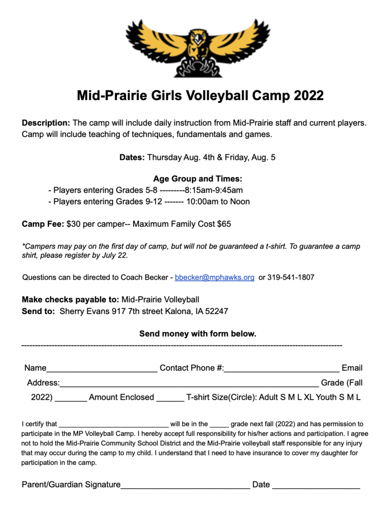 Volleyball camp flyer