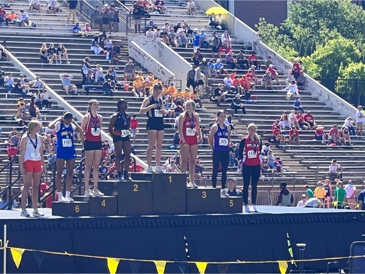 on podium 