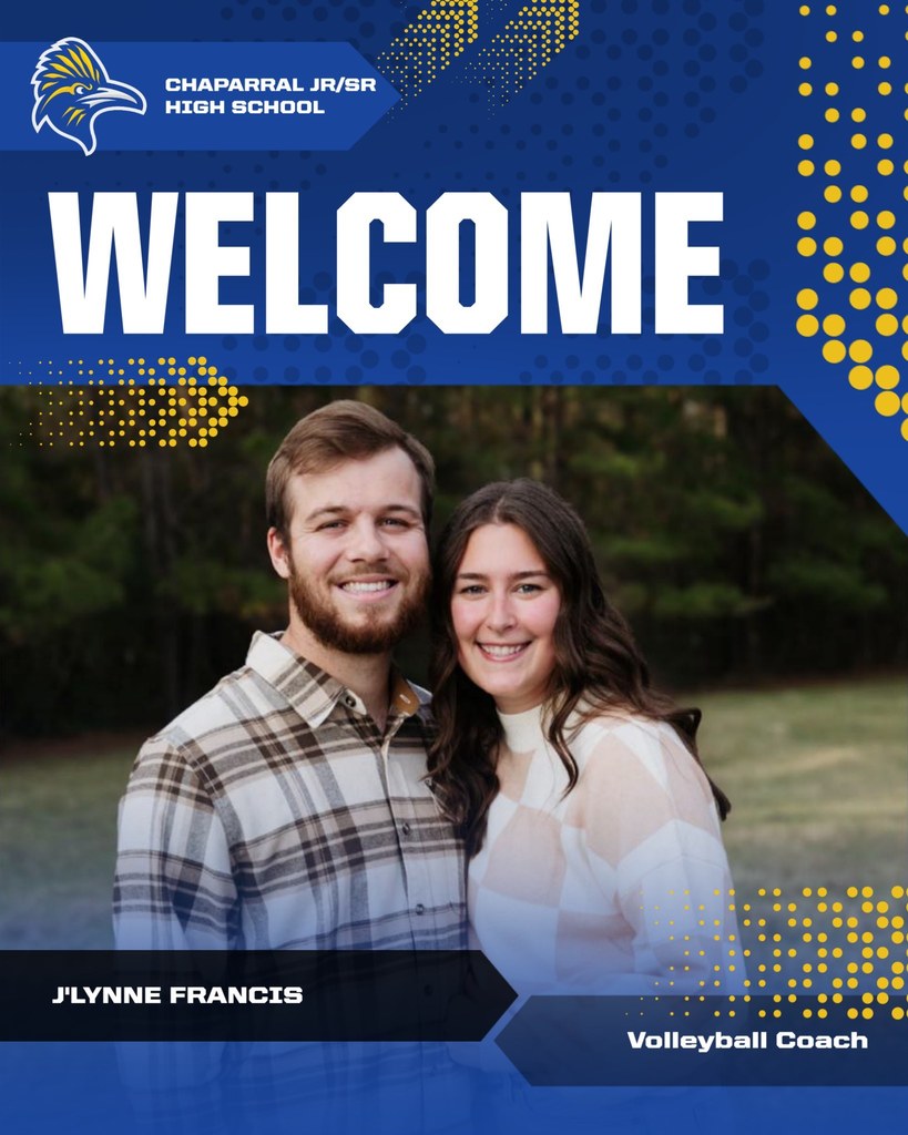 Promotional graphic announcing J’Lynne Francis as the new Head Volleyball Coach for the 2026-2027 season. The image shows Coach Francis smiling in Roadrunner team gear.