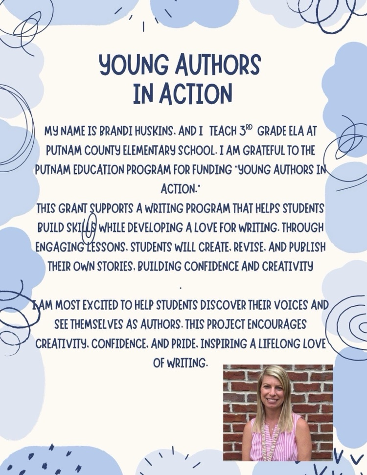 teacher with a thank you to sponsors