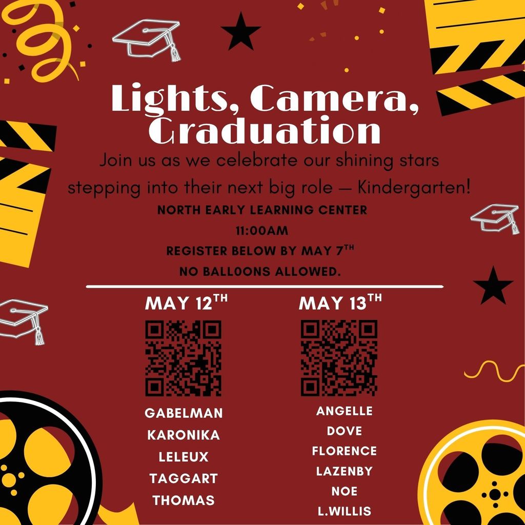 NELC Lights Camera Graduation Flyer