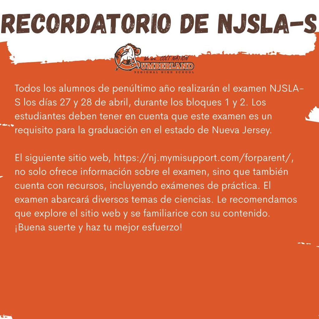 NJSLA-S Reminder Spanish