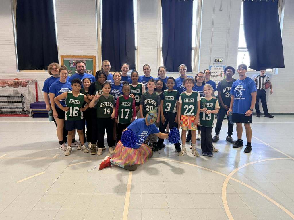 Staff and students posing. 