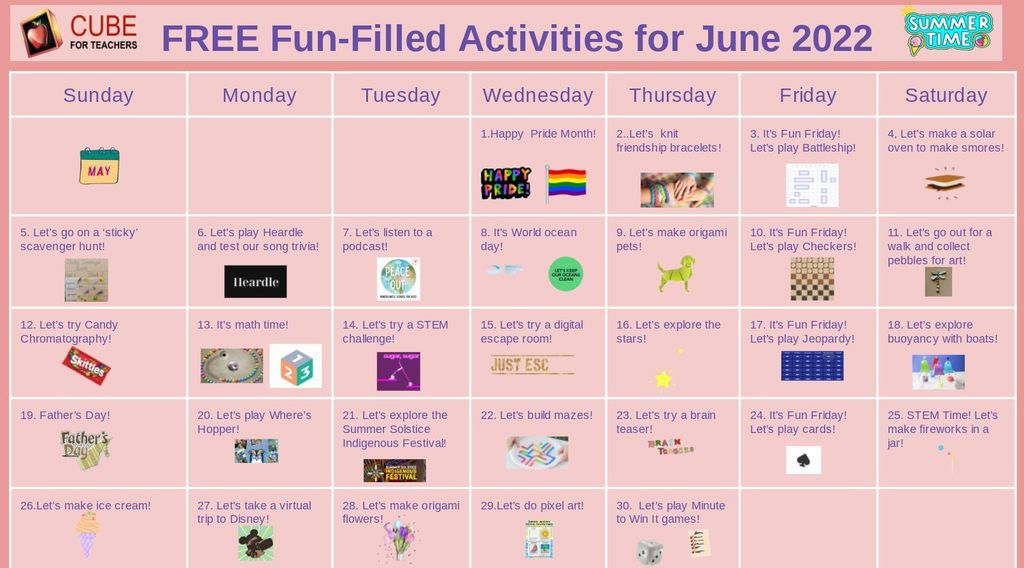 June Activity Calendar