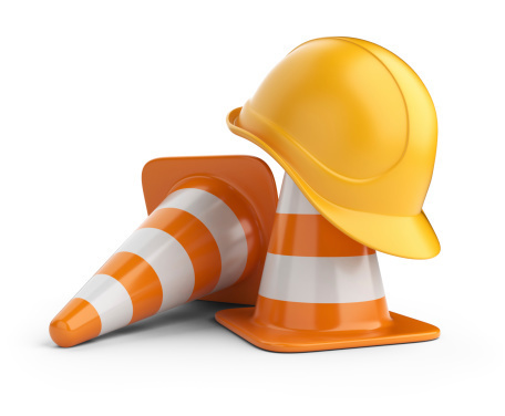 Construction - Cones and hard hat
