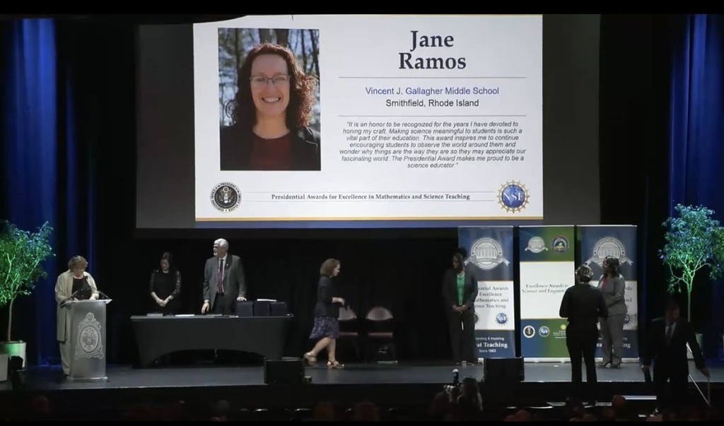 Jane crossing the stage