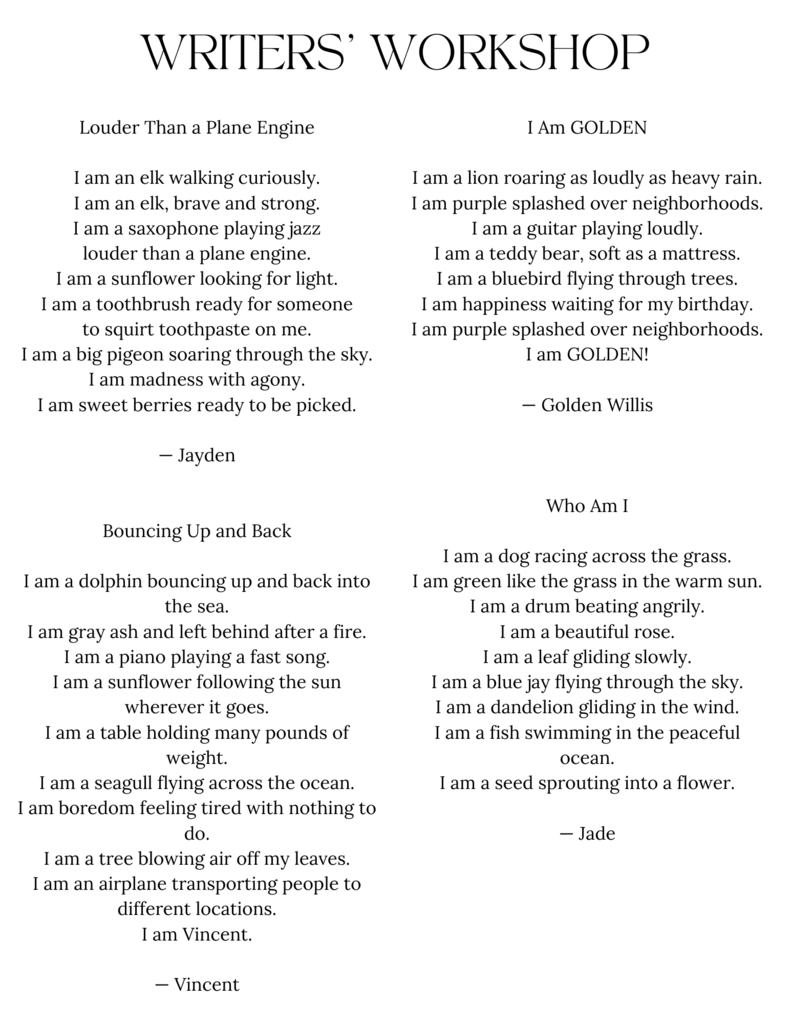 Poems written by students in the Writers' Workshop program at Harding.