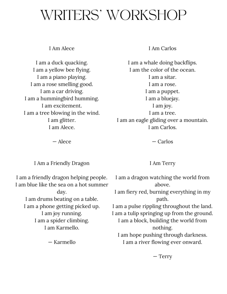 Poems written by students in the Writers' Workshop program at Harding.