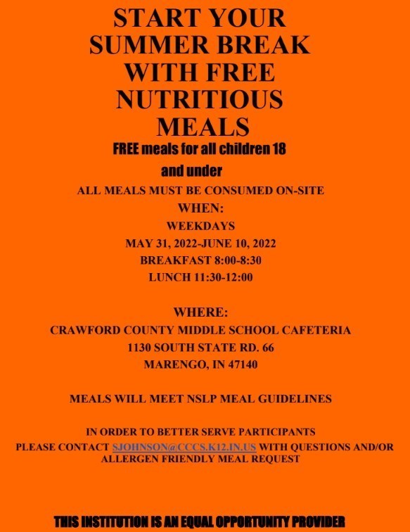 Summer Break Meals 2022