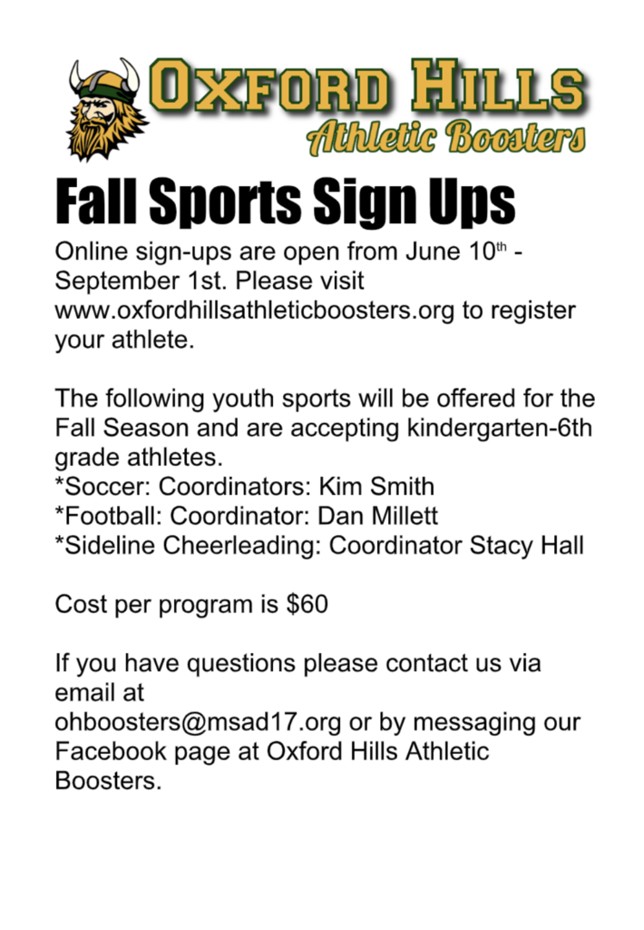 Athletic Boosters Flyer for fall sports