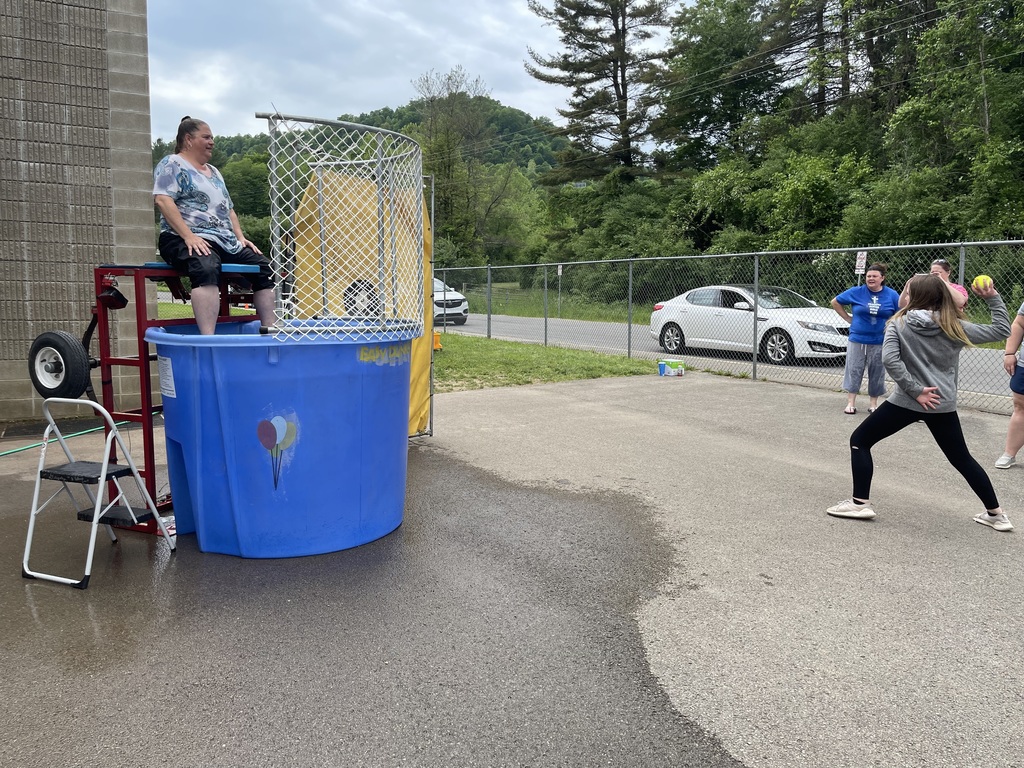 Mrs. Currence ready to get dunked!