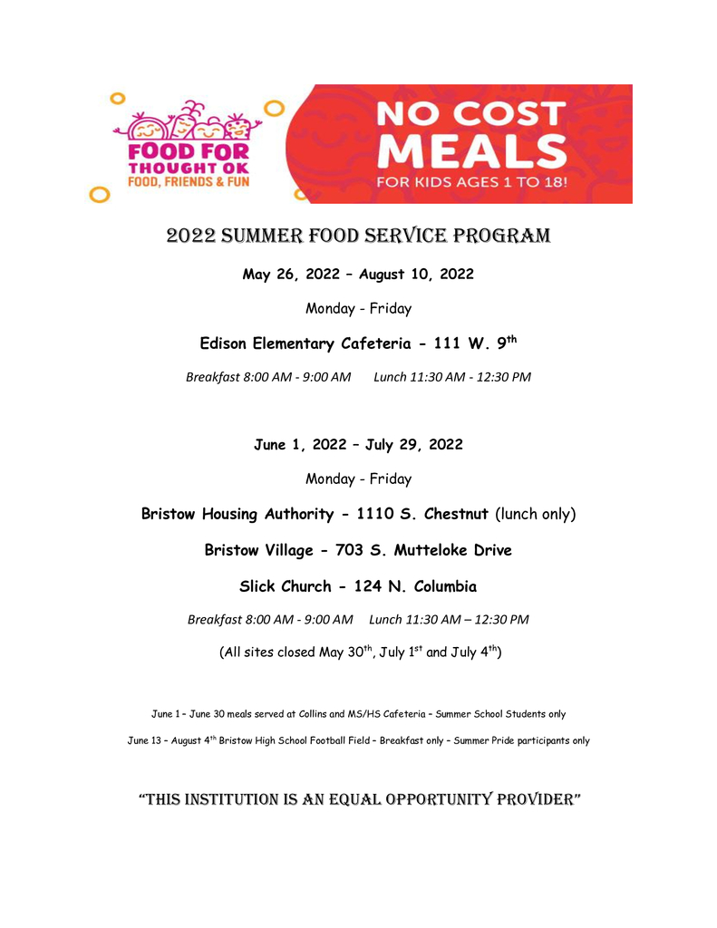 Summer Meal Services