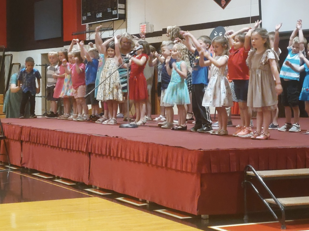 Preschool students on stage