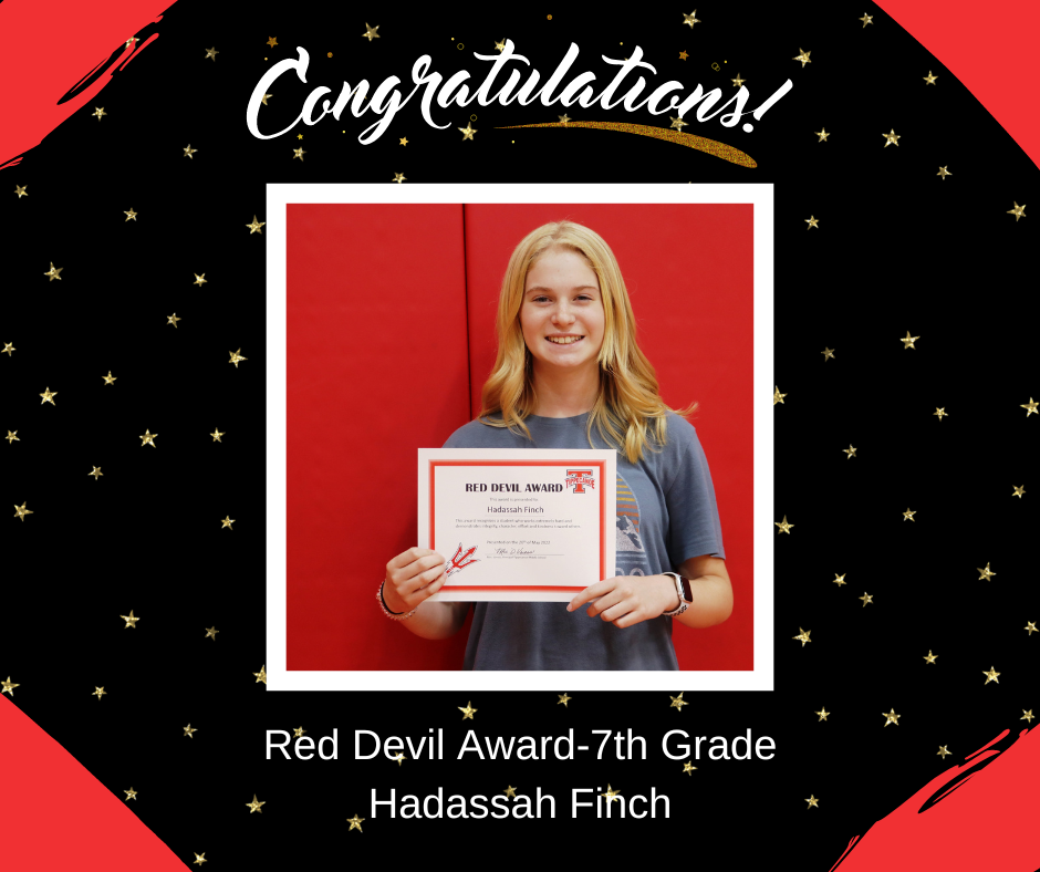 TMS 7th Grade Red Devil Award honoree
