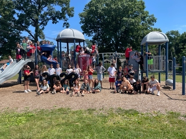 5th graders enjoying their end of year breakfast and yearbook signing