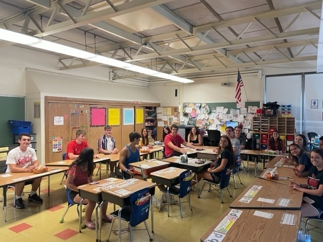 Seniors sitting in their kindergarten classroom