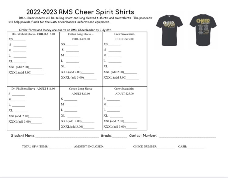 rms cheer shirt order form 2022
