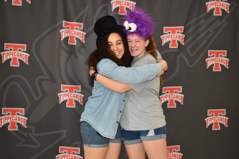 Two students at the photo booth.