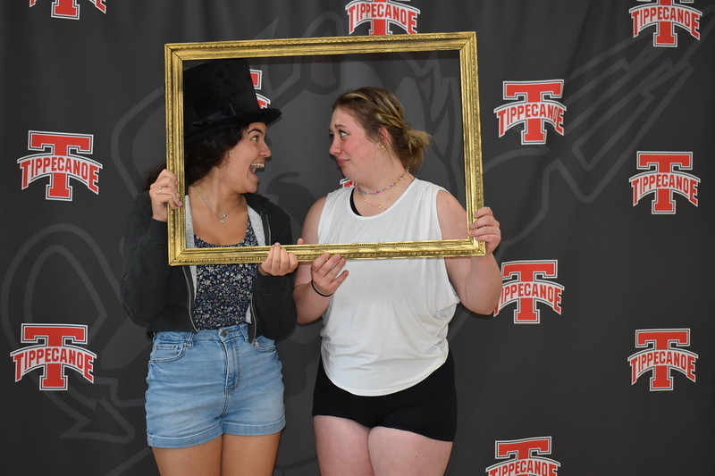 Two girls at the photo booth.