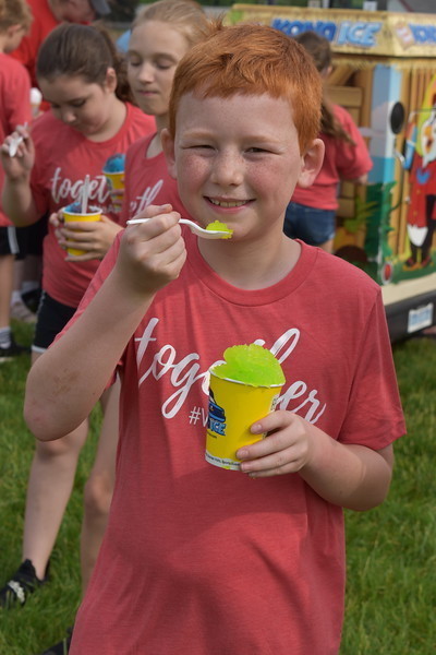 Student enjoying an slushie.