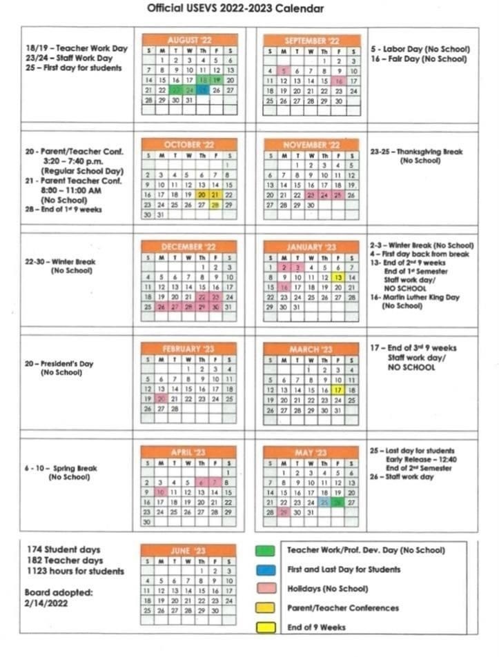 2022-2023 District Calendar