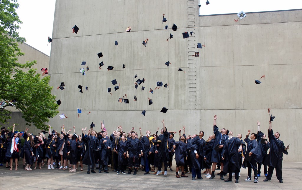 grad caps thrown