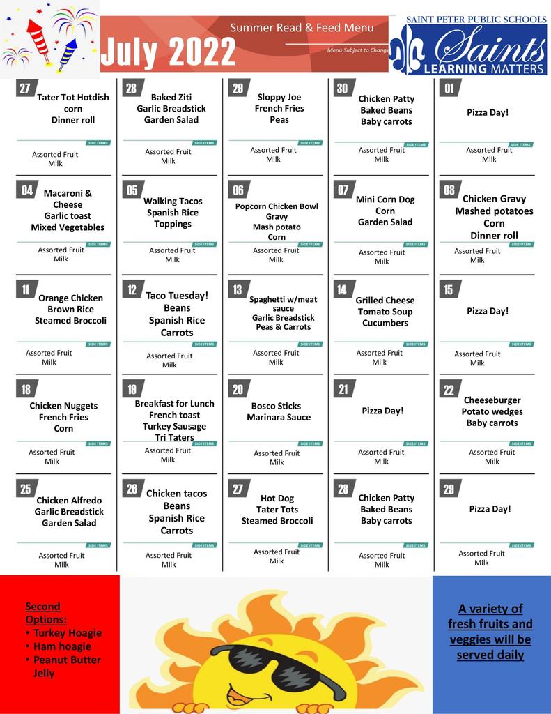 July Read and Feed menu
