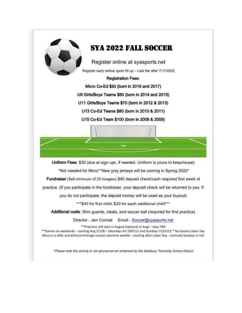 SYA Fall Soccer