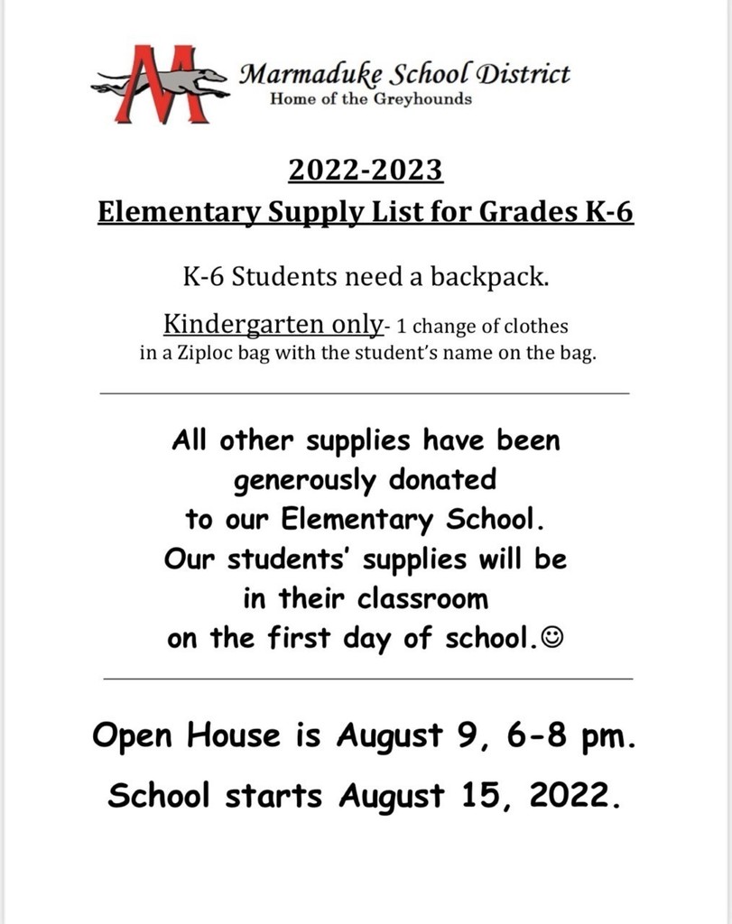 Elementary Supply List