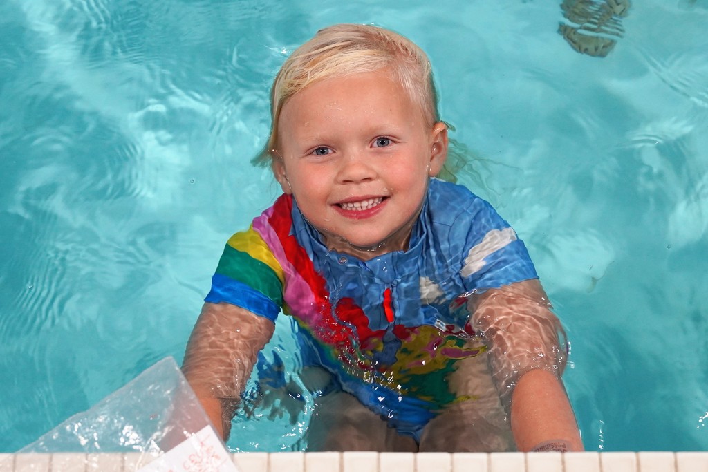 student swimming