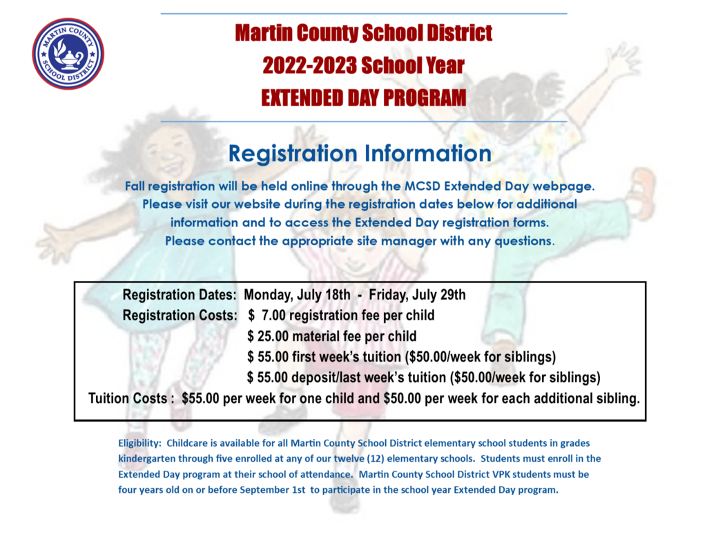 Extended Day registration flyer