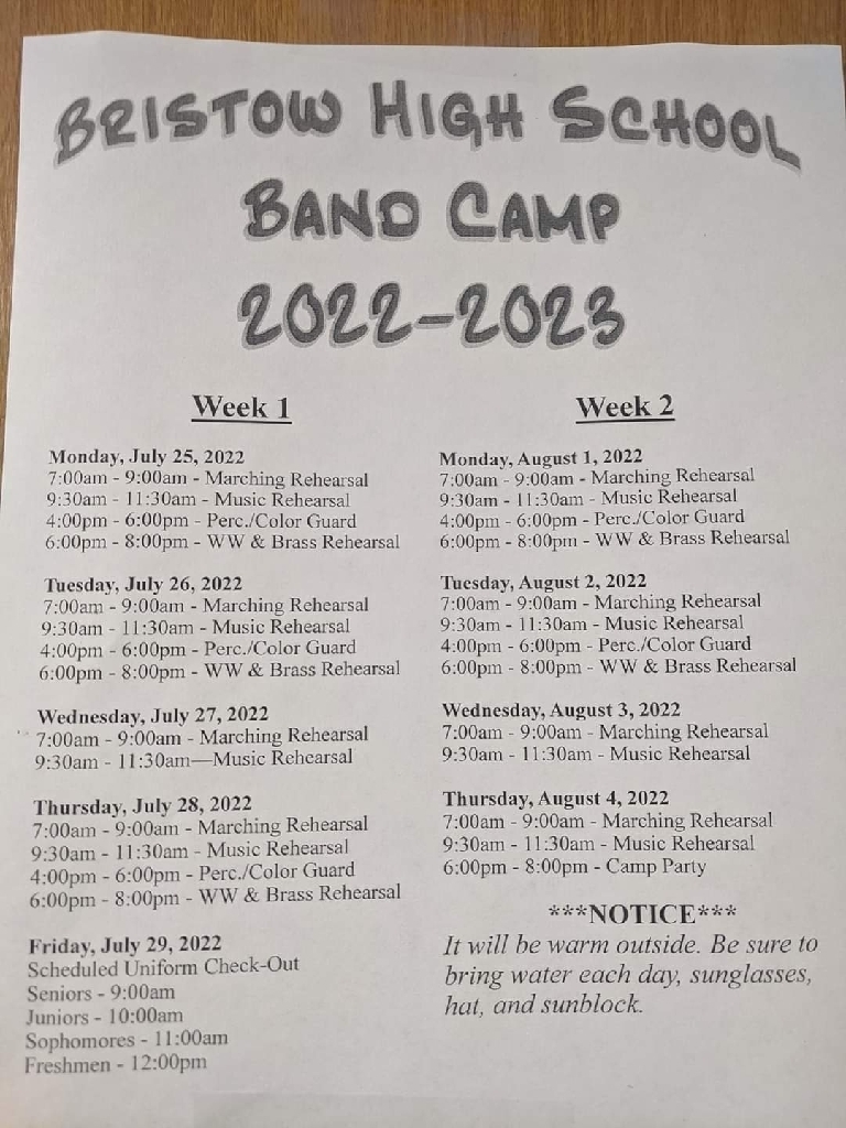 HS Summer Band Camp