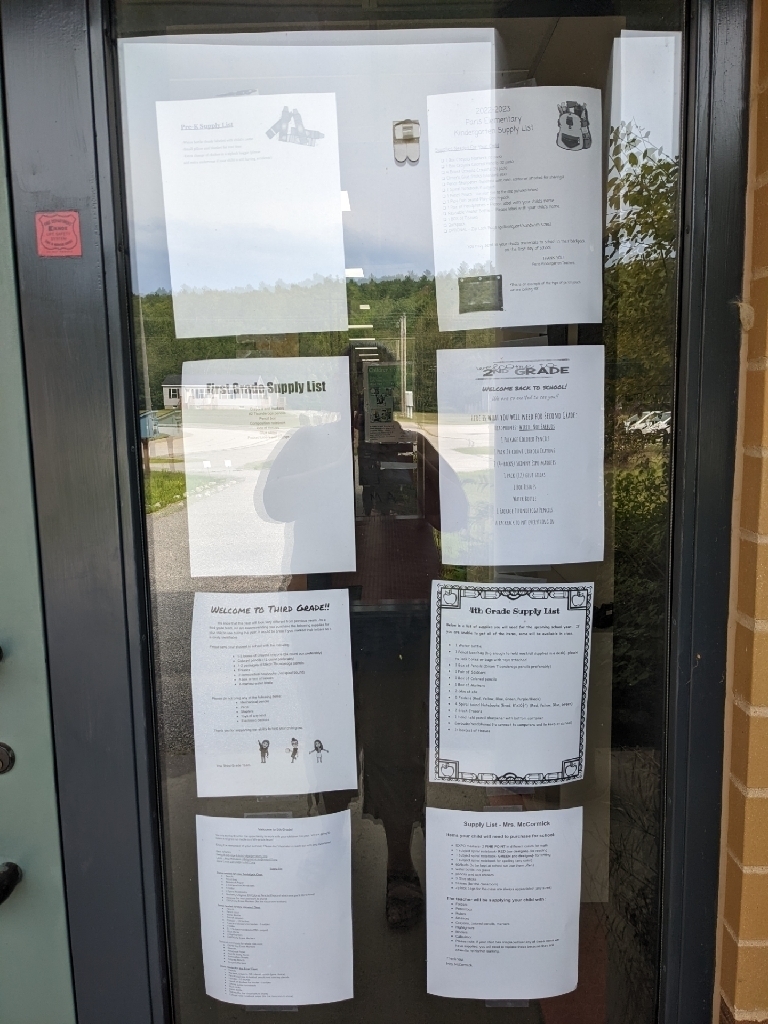 Grade Level Supply Lists on Front Door