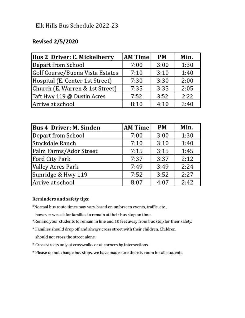 Bus Schedule