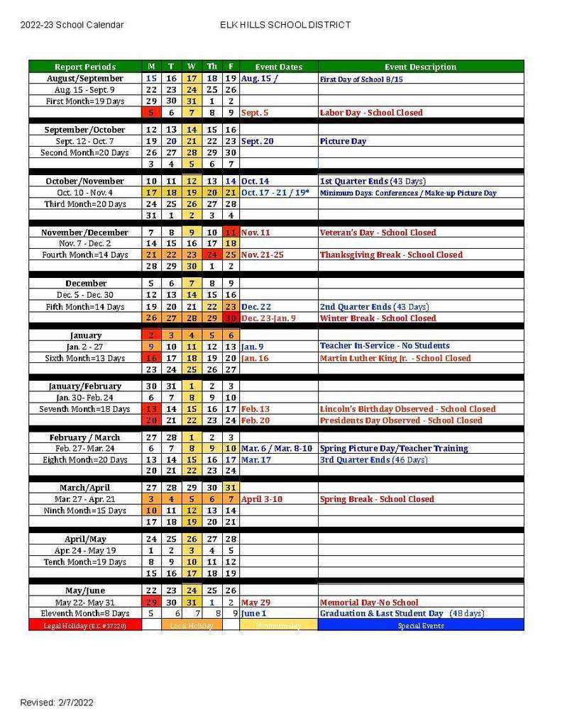 2022-23 Calendar