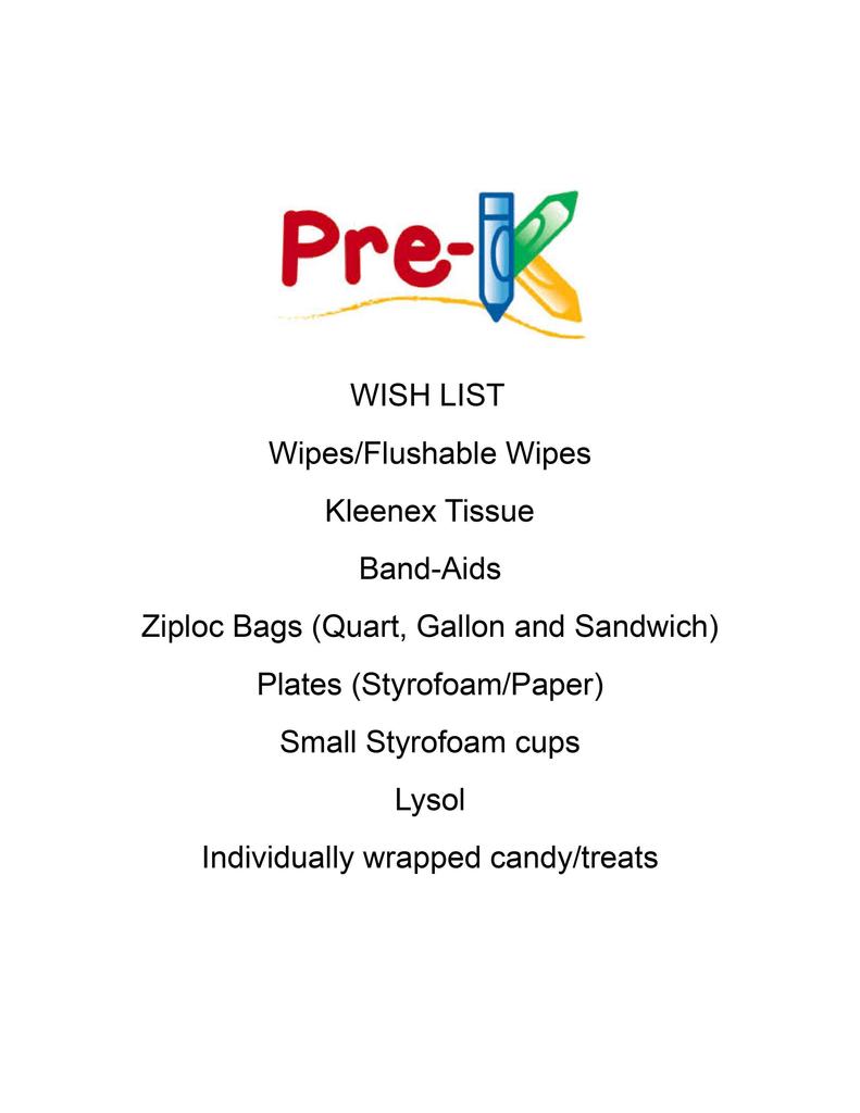 Pre-K - 2nd Grade School Supply Lists