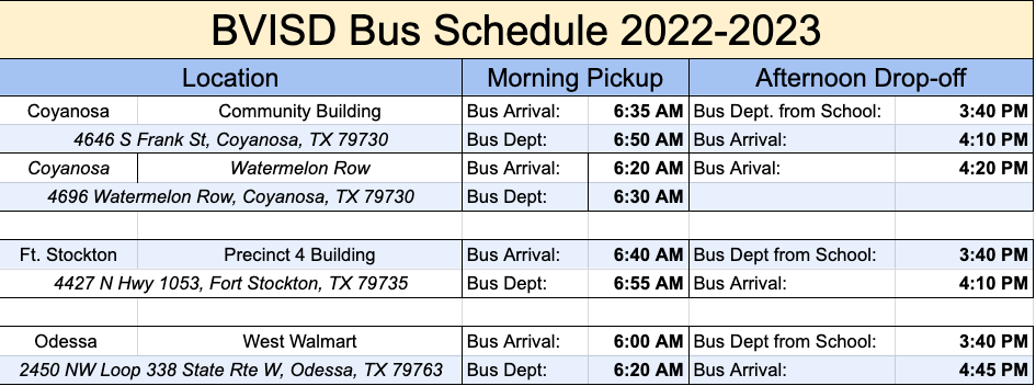 Bus Schedule