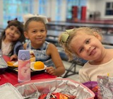 Kindergartners Enjoying Lunch